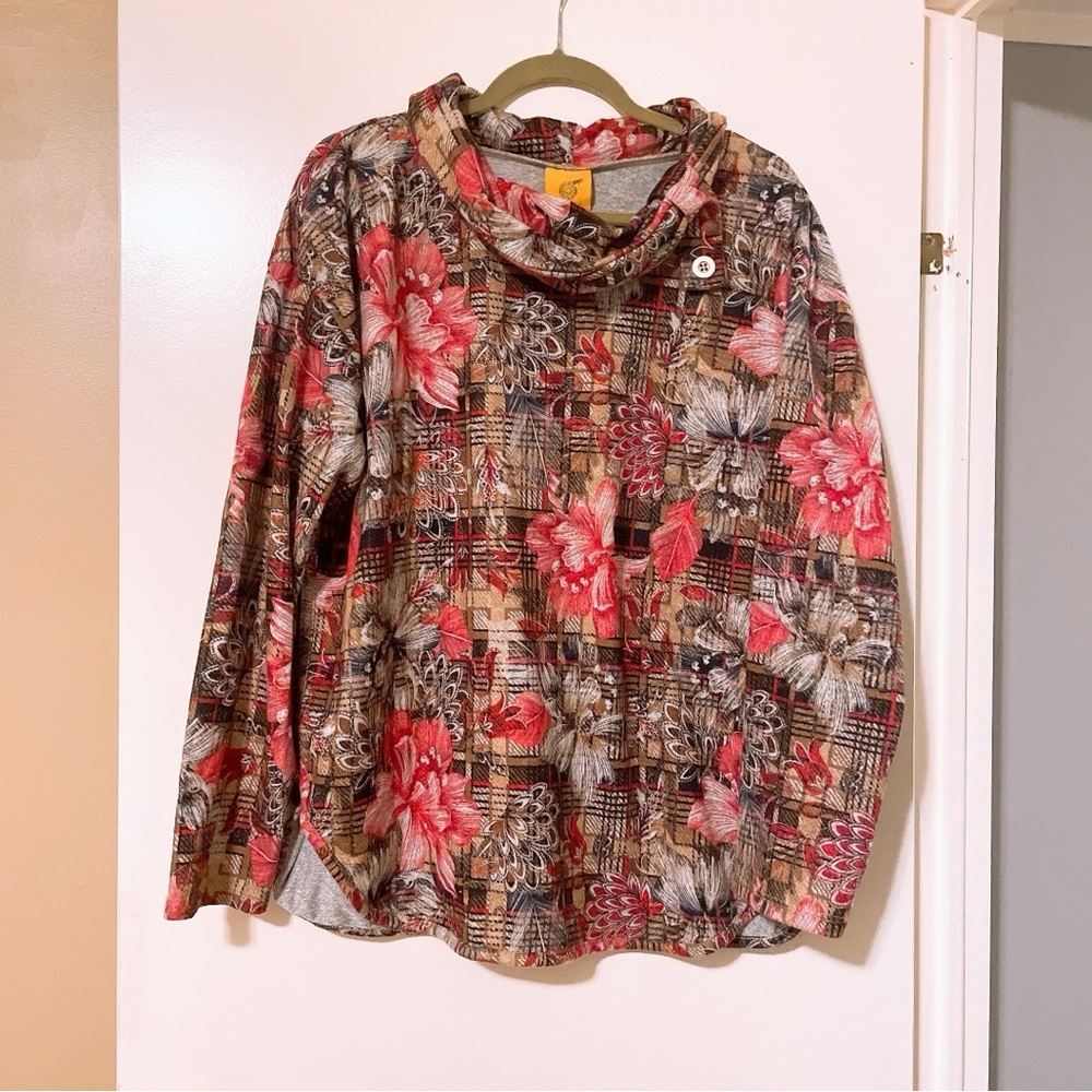Ruby Rd Floral Crowl Neck Lightweight Sweater Size XL